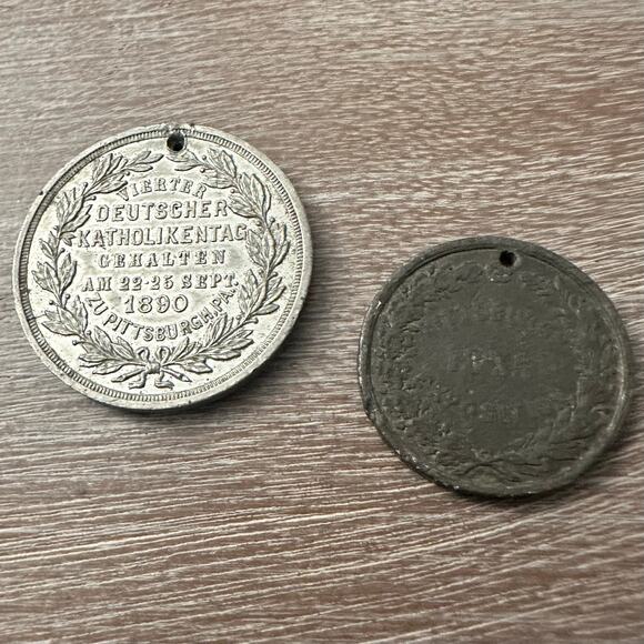 1800s Antique Pittsburgh Medallion Pendants Lot- 2pc - Picture 1 of 5